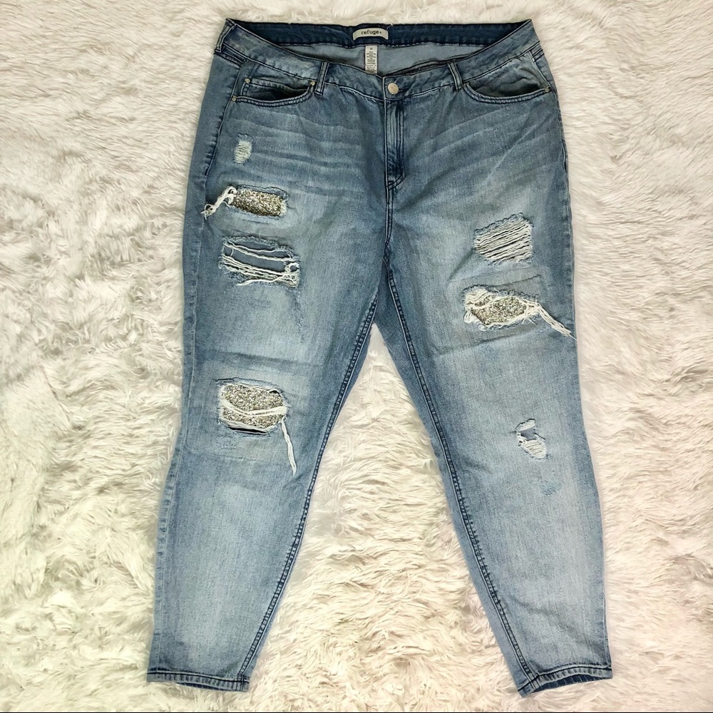 Refuge + Distressed Skinny Jeans Sz 22 Light Wash